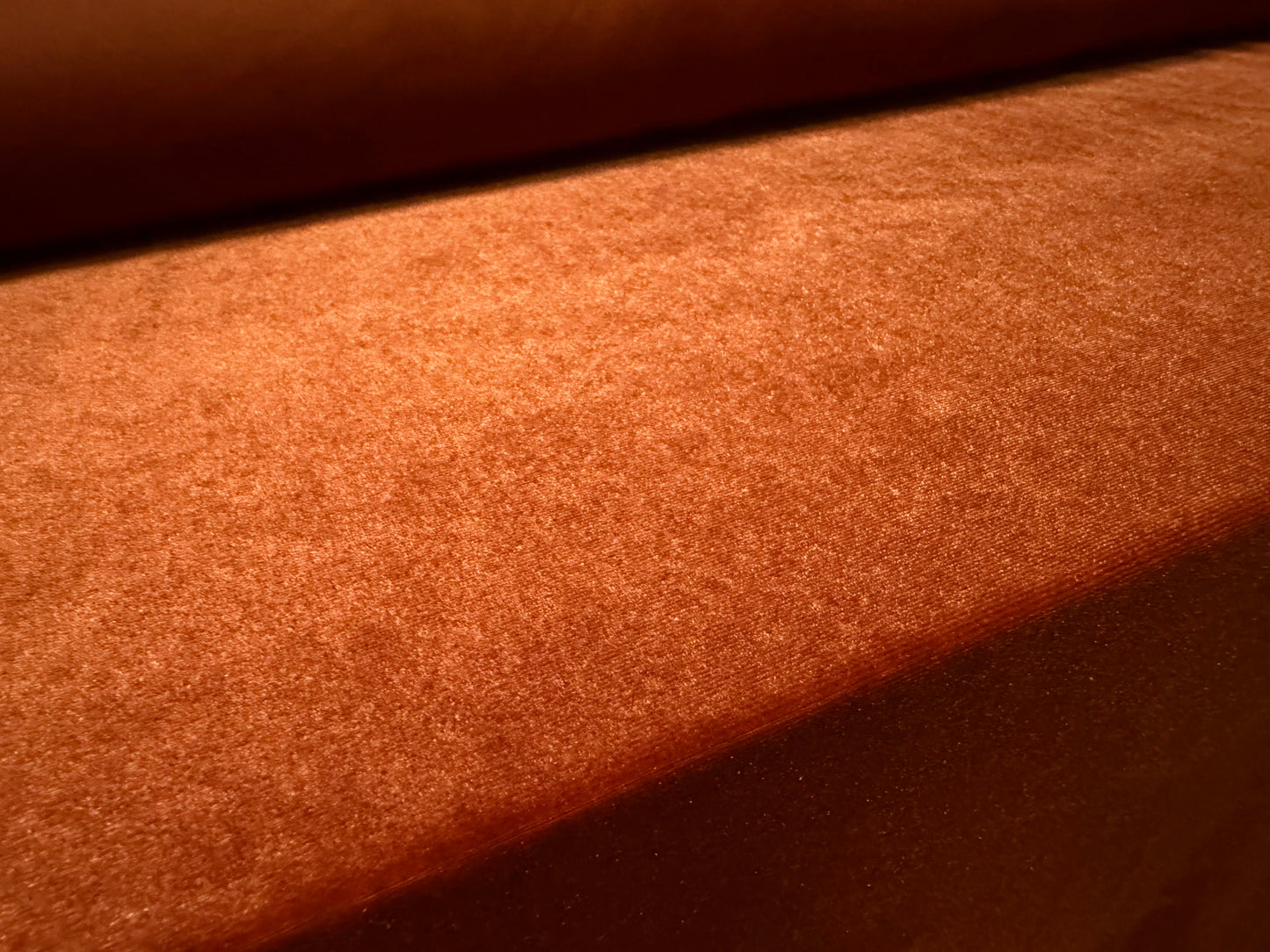 Spandex velvet stretch dress fabric, per metre - plain - burnt ginger