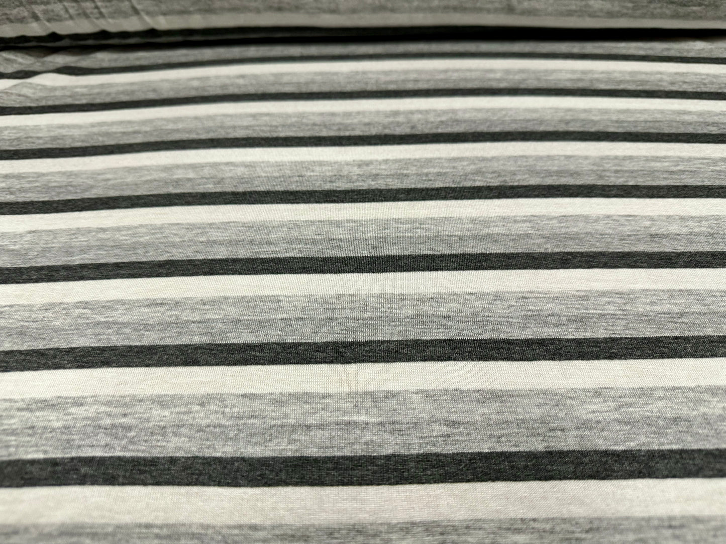 Viscose blend single jersey fabric, per metre - stripe - grey marl & white