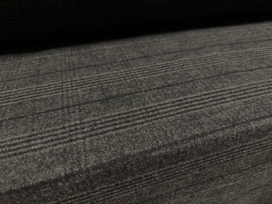 Wool flannel fabric, per metre - Prince Of Wales check - charcoal grey
