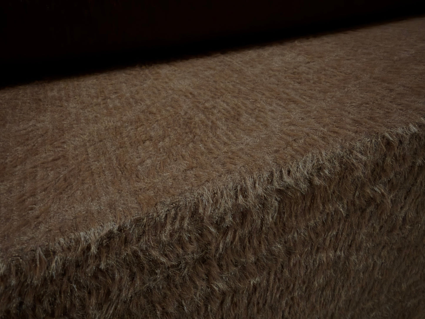 Faux mohair stretch knitwear fabric, per metre - plain - brown