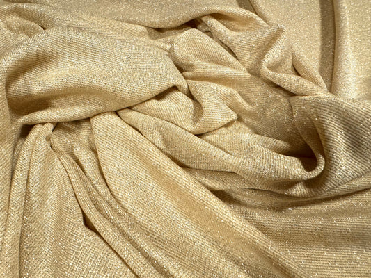 Metallic crepe jersey fashion fabric, per metre - lurex sparkle - gold