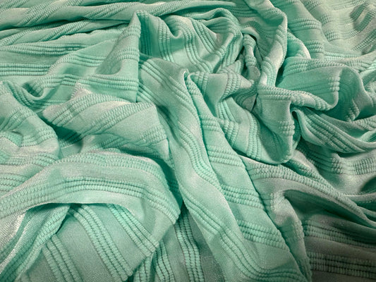 Stretch ribbed single jersey fabric, per metre - stripe - turquoise