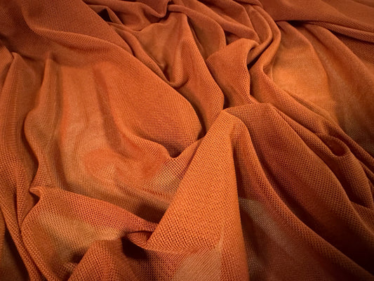 Power mesh net stretch spandex fabric, per metre - plain - terracotta