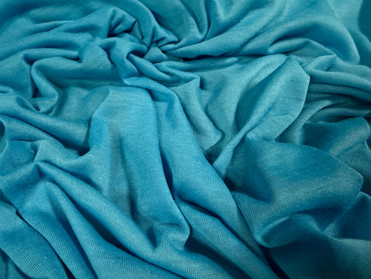Lightweight single jersey fabric, per metre - plain - turquoise blue