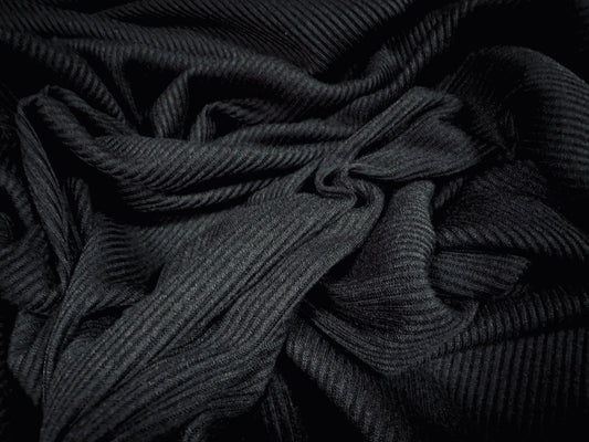 Soft handle rib jersey knit fabric, per metre - plain - Black