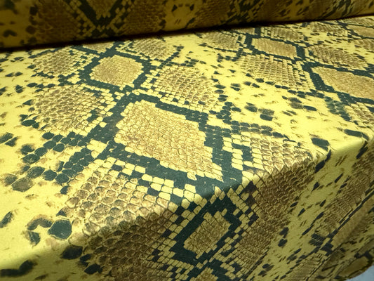 Georgette woven dress blouse fabric, per metre - snakeskin print - chartreuse