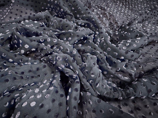 Chiffon lightweight woven dress fabric, per metre - flocked dobby spot - grape