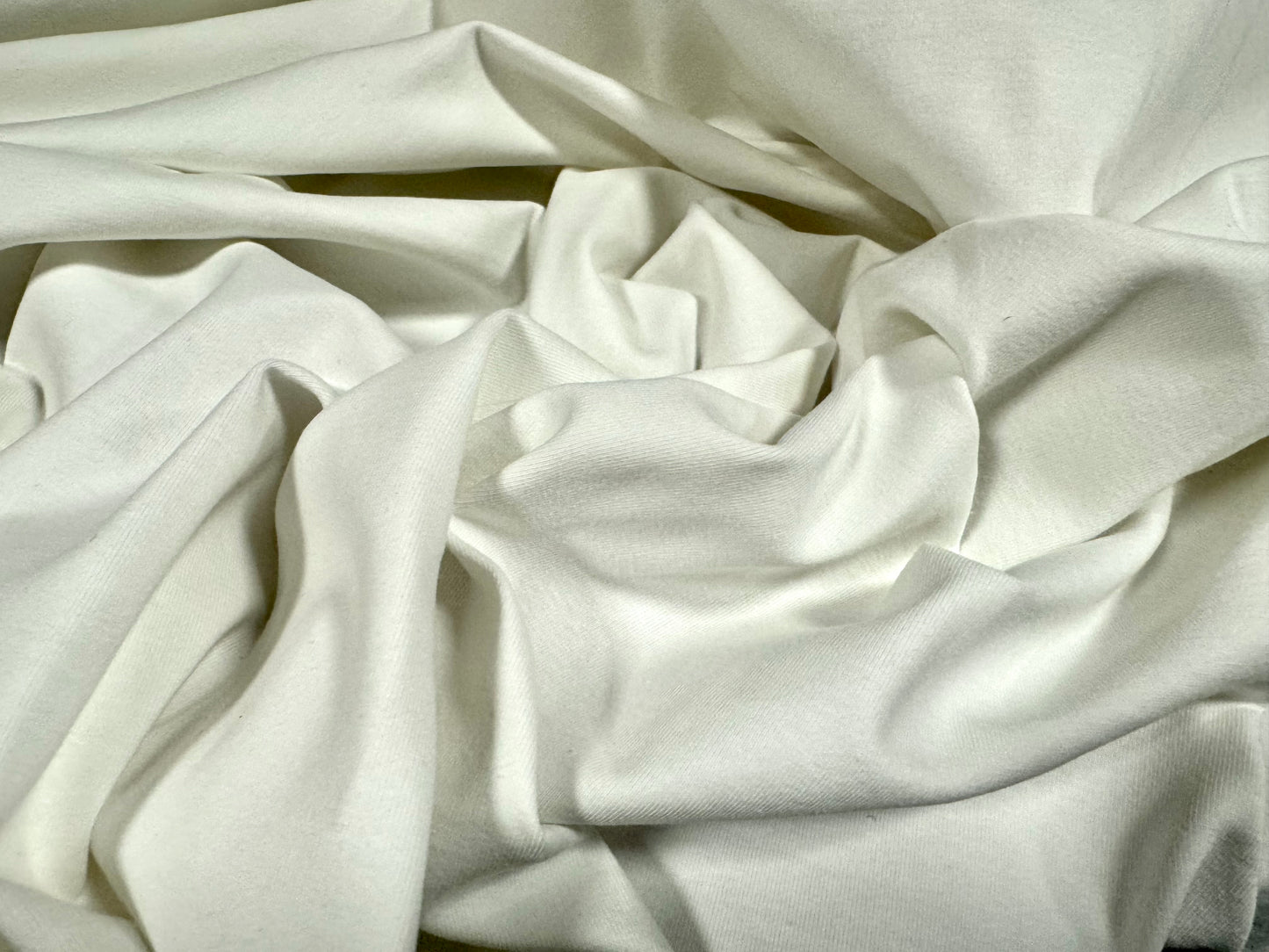 Cotton spandex stretch single jersey fabric, per metre - solid - ivory