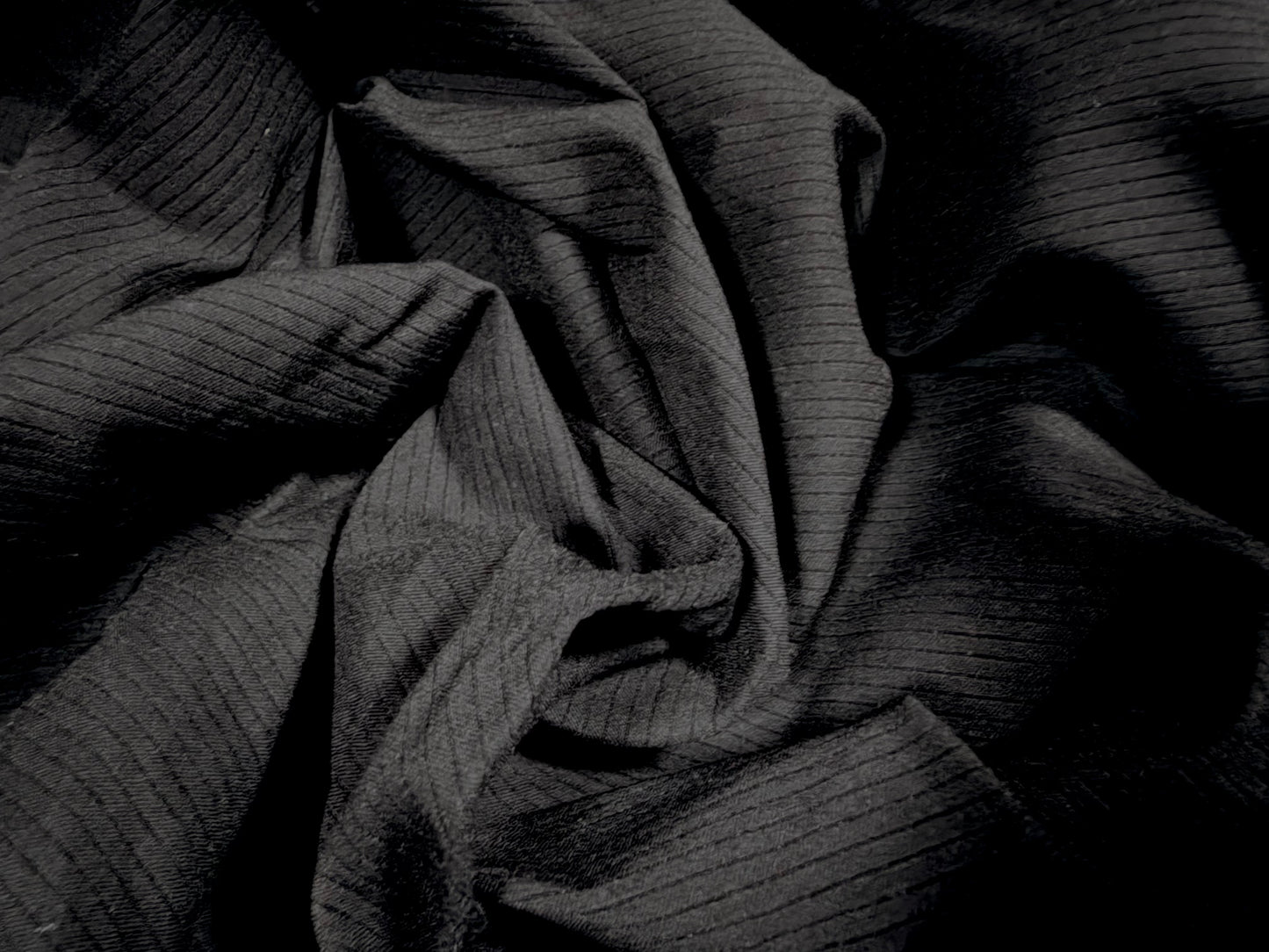 Ribbed bengaline stretch woven fashion fabric, per metre - plain - black