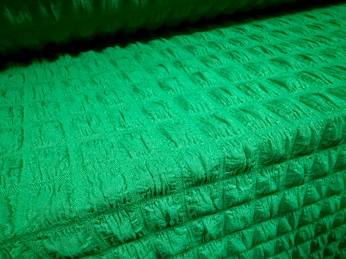 Stretch popcorn bubble jacquard fabric, per metre - emerald green