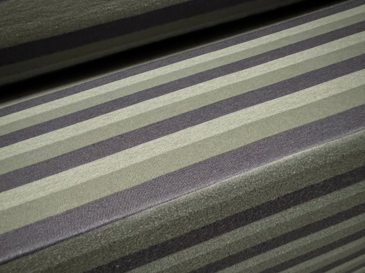 Viscose blend single jersey fabric, per metre - stripe - khaki, sage green & grey