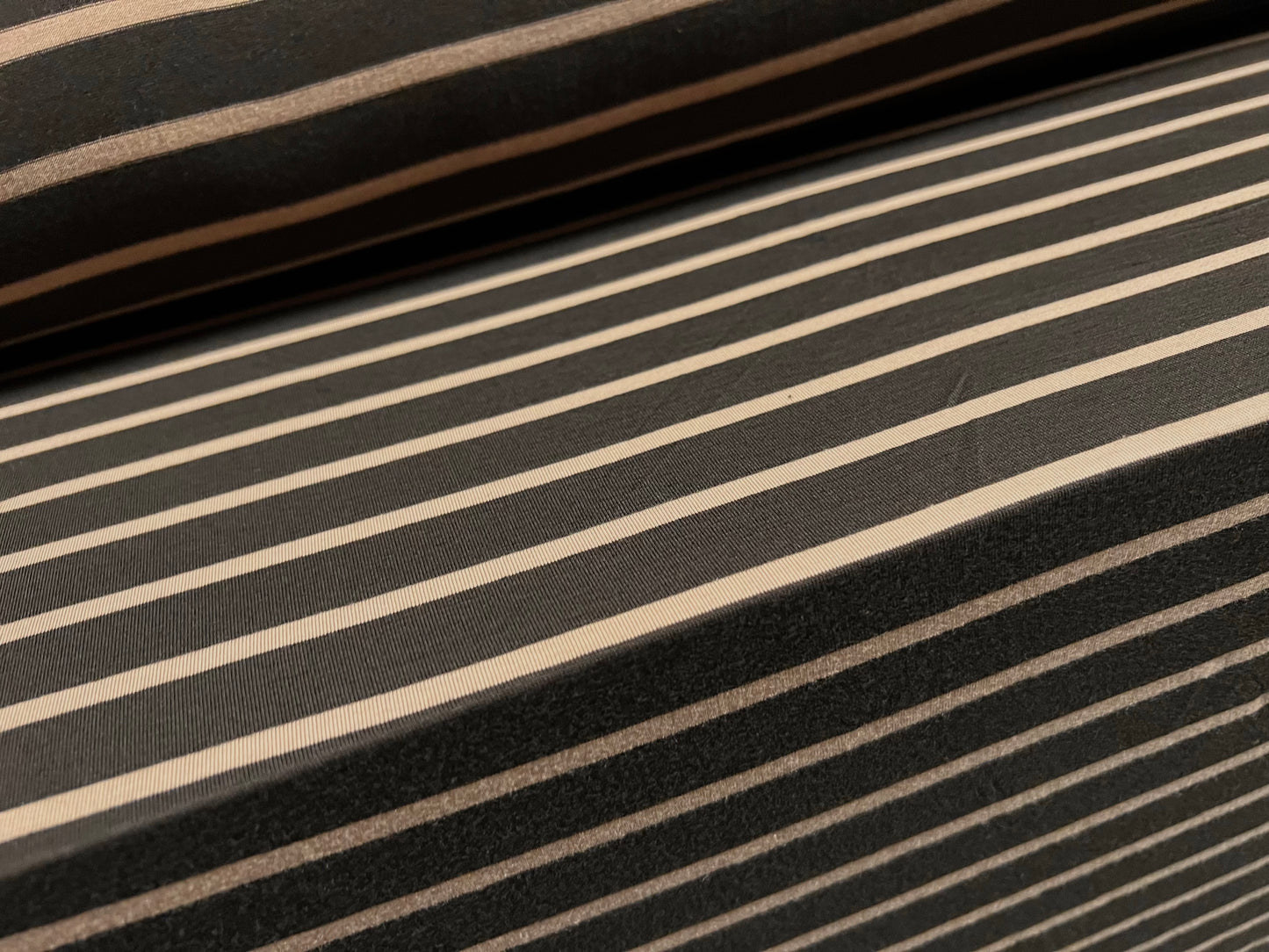 Viscose spandex stretch single jersey fabric, per metre - stripe - dark brown & beige