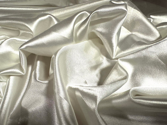 Silky Stretch charmeuse satin dress fabric, per metre - plain - ivory