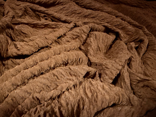 Blister jacquard stretch woven fabric, per metre - solid - hazelnut brown