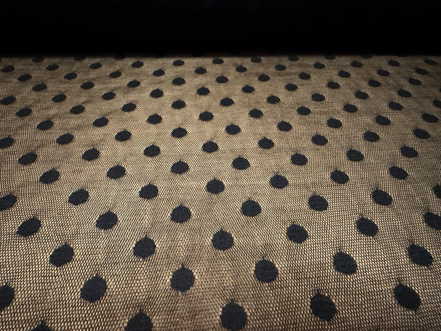 Fine lightweight mesh net fabric, per metre - polka dot - black