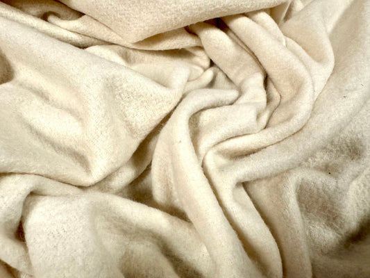 Stretch terry back fleece fabric, per metre - plain - cream