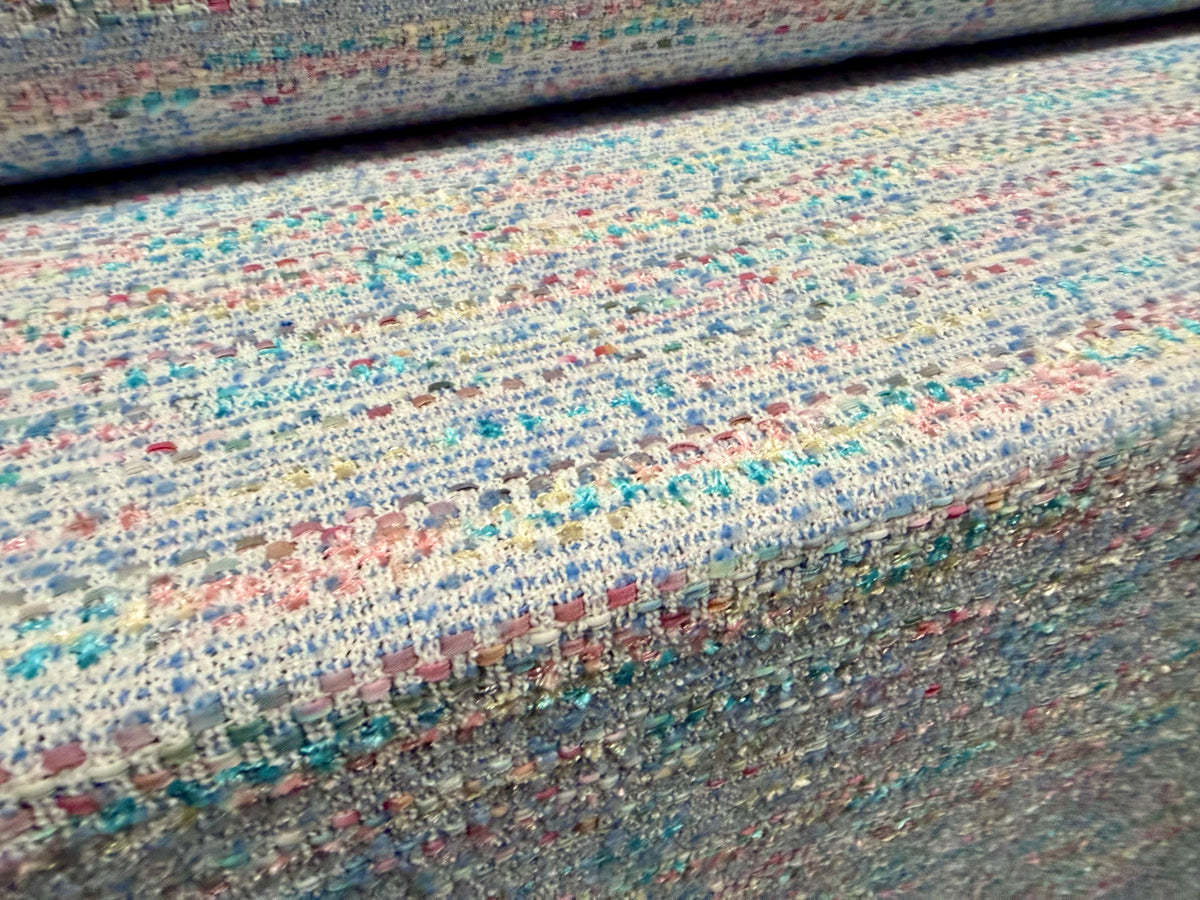 Heavyweight wool bouclé fabric, per metre - melange - rainbow pastels
