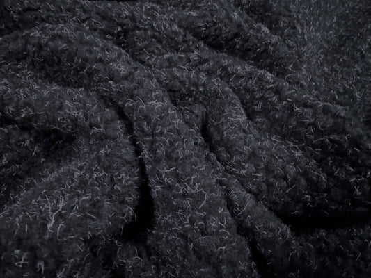 Heavyweight Borg Faux Fur fabric, per metre - melange - navy blue