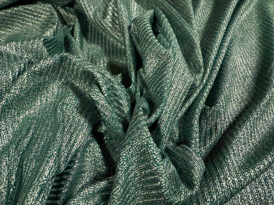 Metallic Spandex rib jersey fabric, per metre - kingfisher with silver sparkle finish