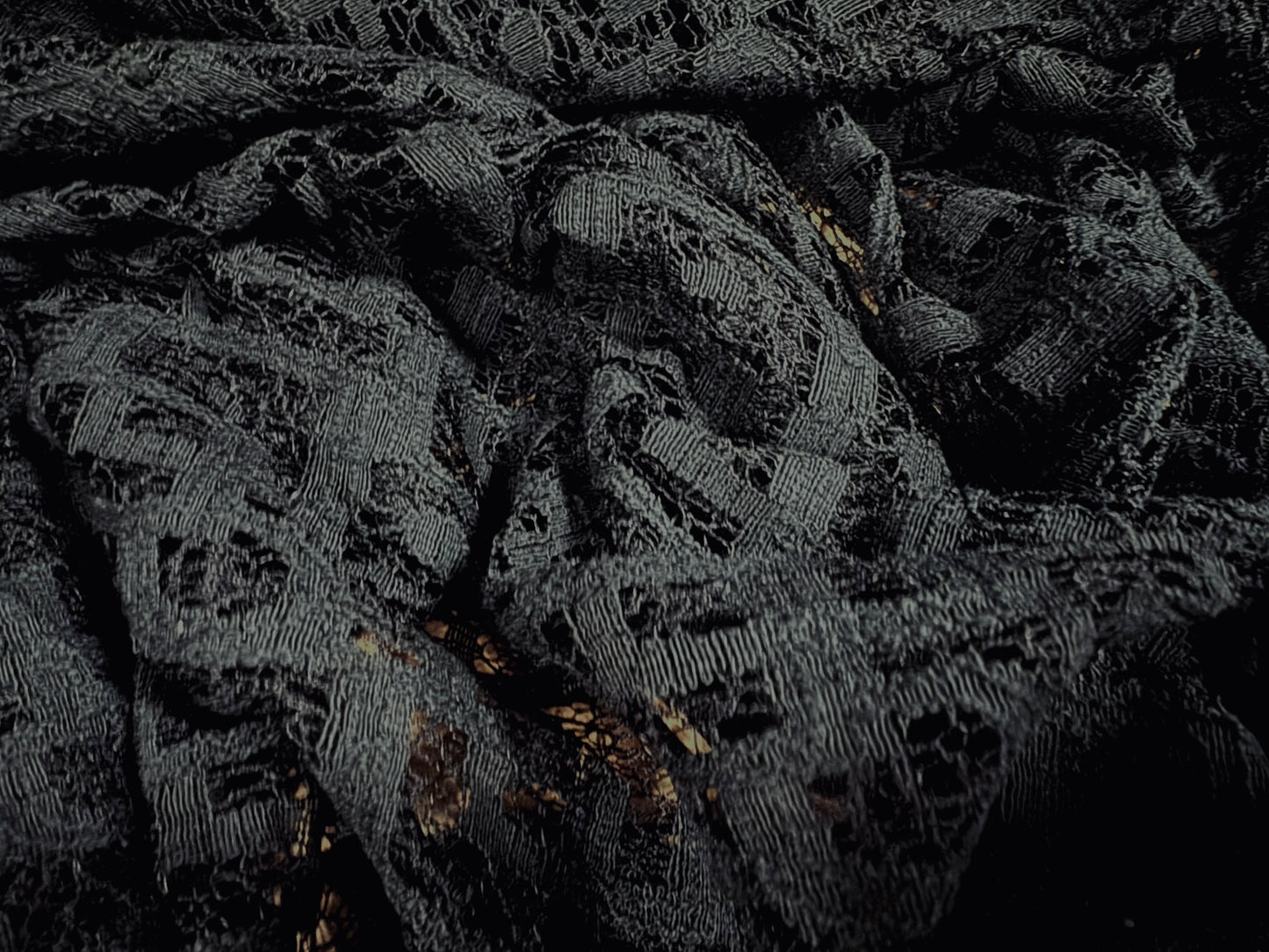 Lace dress fabric, per metre - geometric shapes design - black