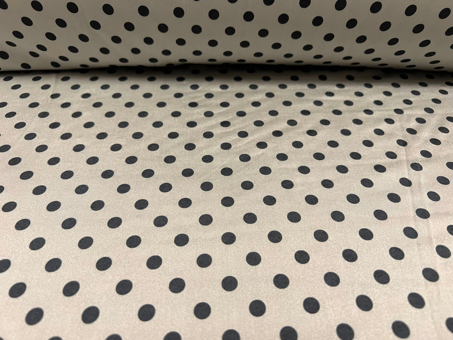 Swimwear stretch spandex jersey fabric, per metre - polka dot print - silver