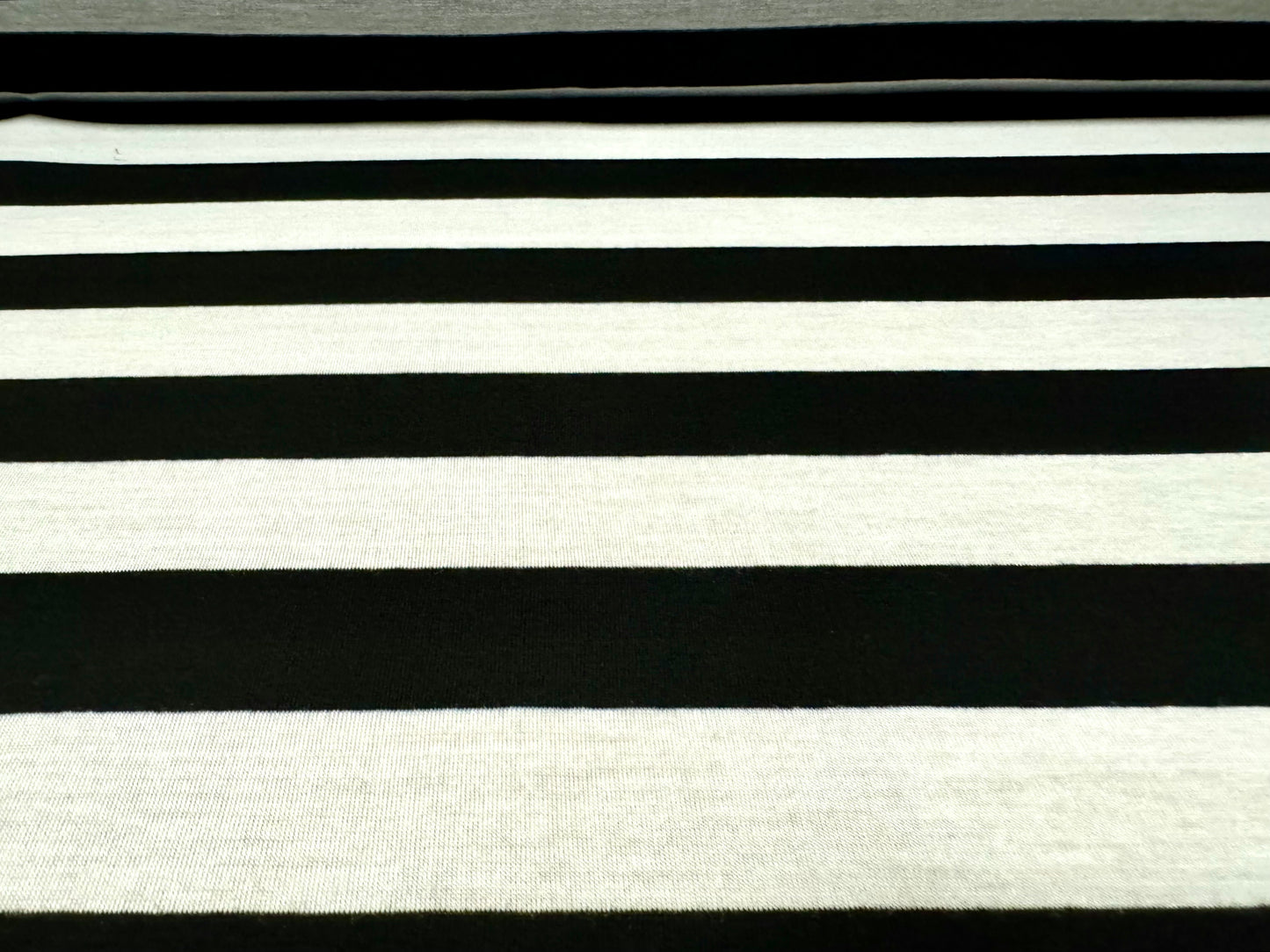 Soft handle single jersey fabric, per metre - block stripe - black & white