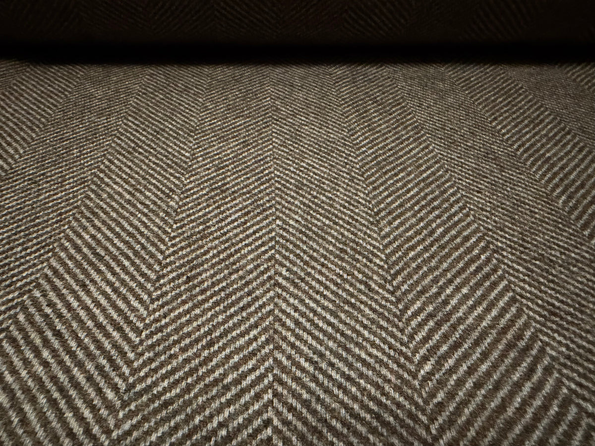 Heavyweight wool bouclé fabric, per metre - herringbone - taupe