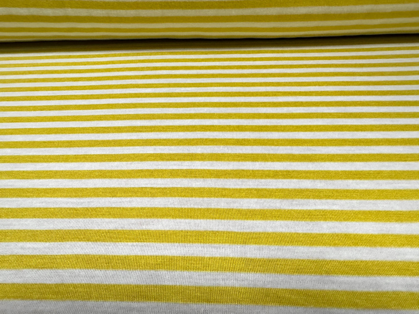 Viscose blend single jersey fabric, per metre - stripe - citrus & white