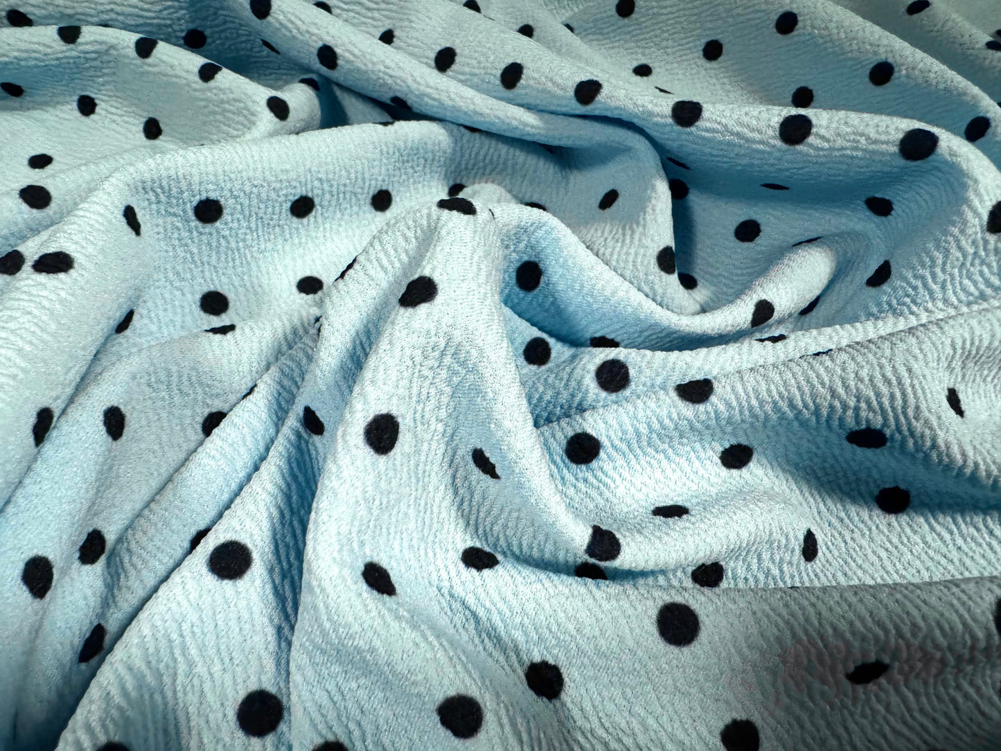 Scuba textured ‘Liverpool’ stretch spandex jersey fabric, per metre - spot print - sky blue