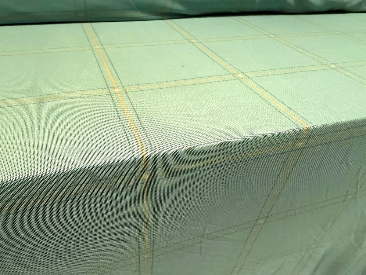 Power mesh net stretch spandex fabric, per metre - check print - mint green