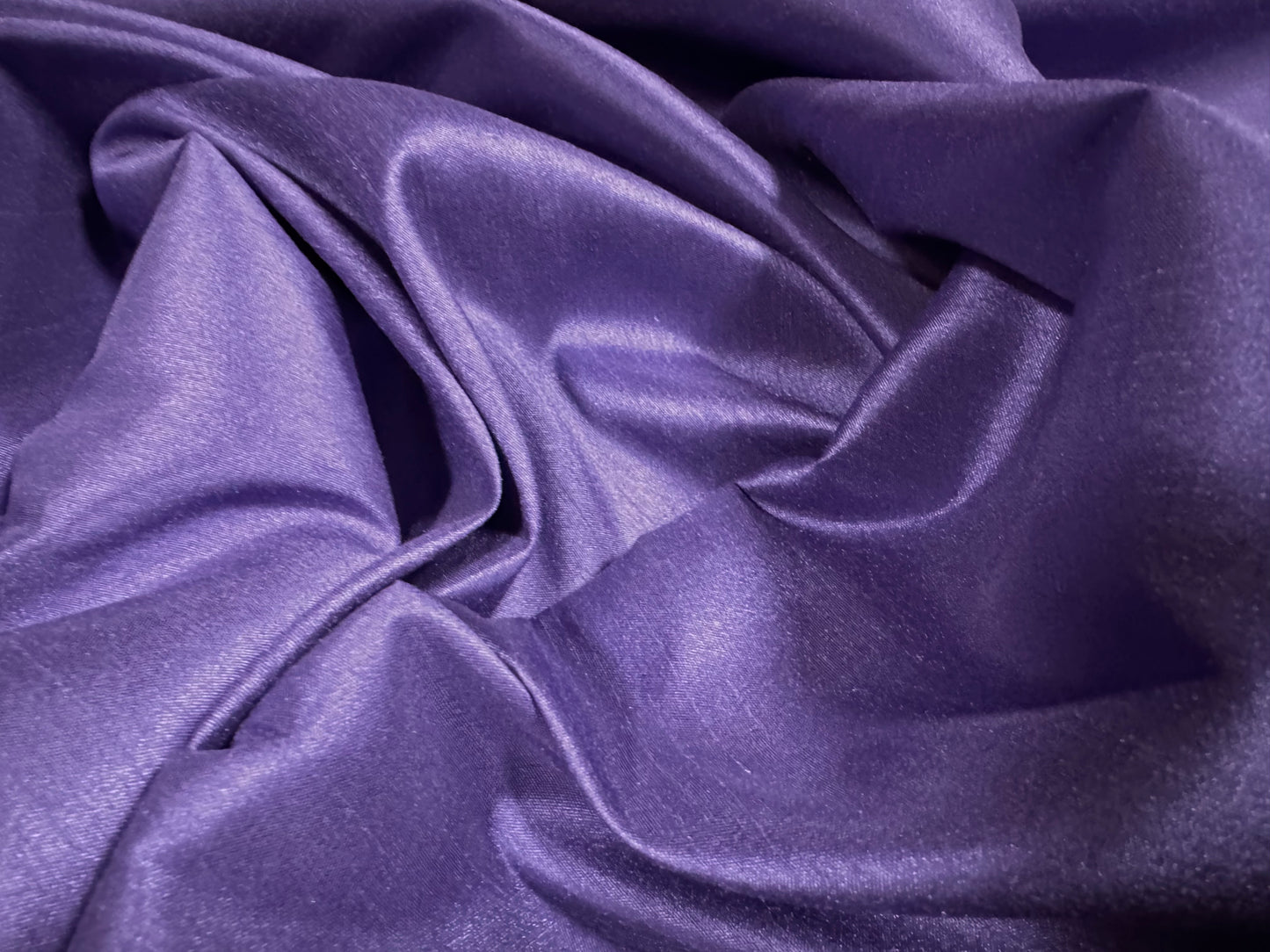 Shantung satin faux silk woven dress fabric, per metre - plain - violet