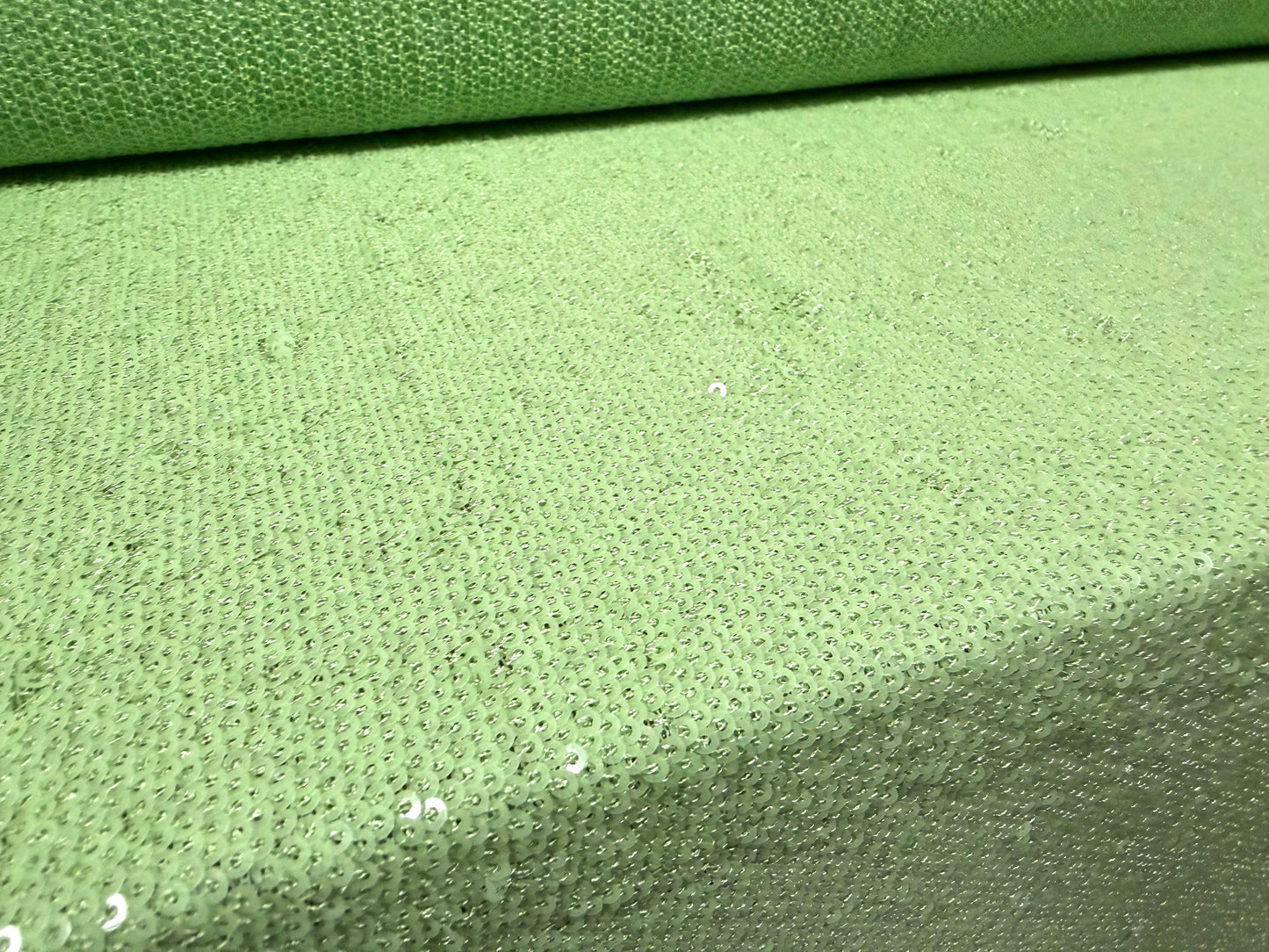 Couture sequin dress fabric, per metre - mint green