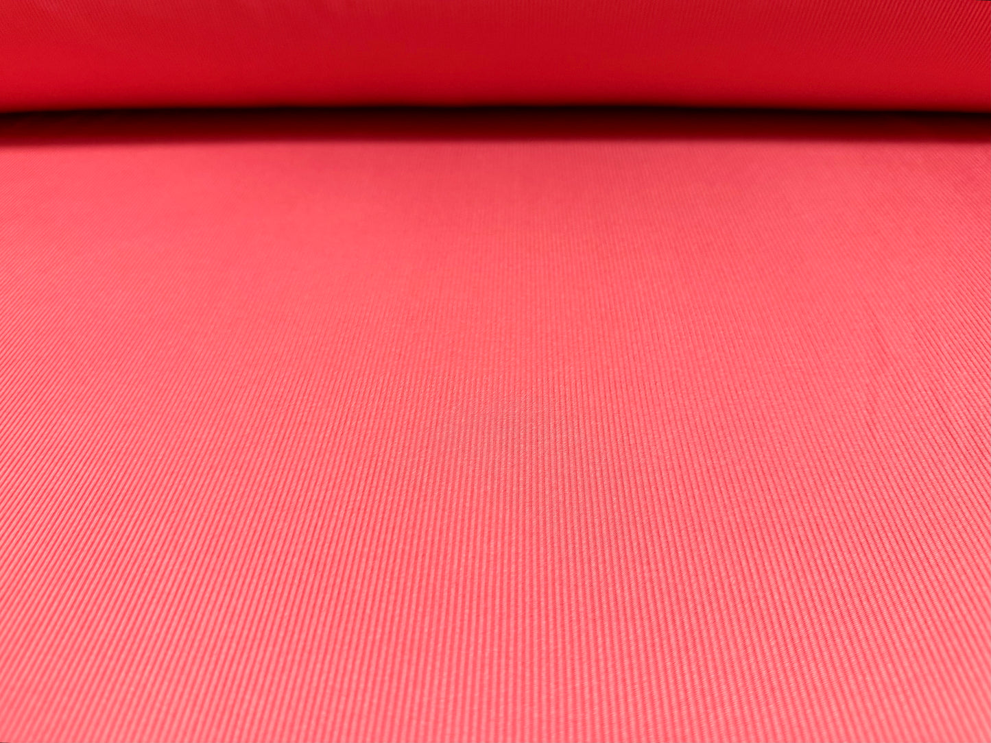 Fine ribbed spandex stretch jersey fabric, per metre - plain - coral