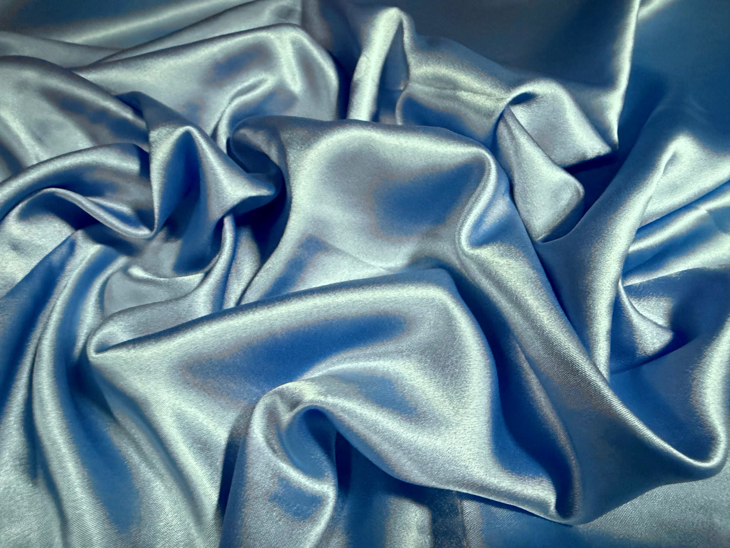 Silky Stretch charmeuse satin dress fabric, per metre - plain - sky blue