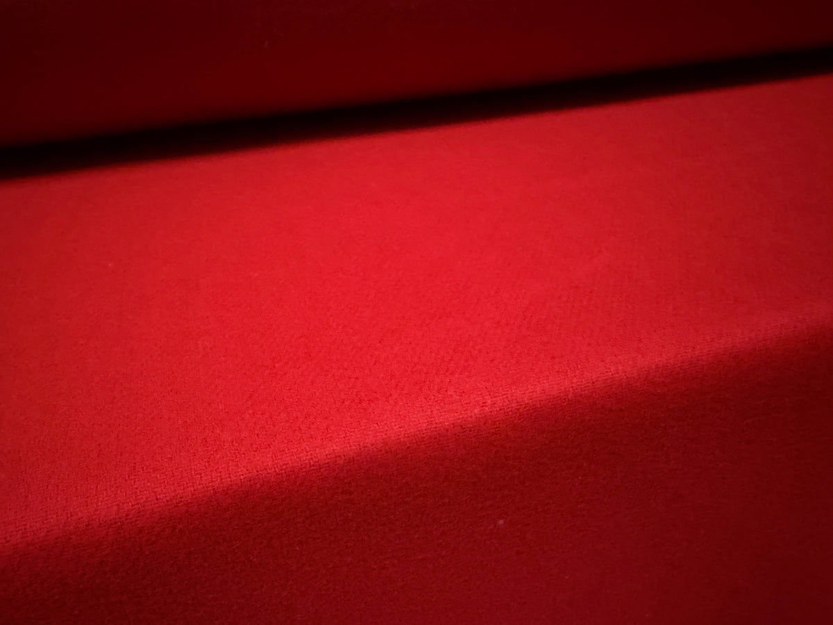 Heavyweight wool flannel fabric, per metre - plain - red
