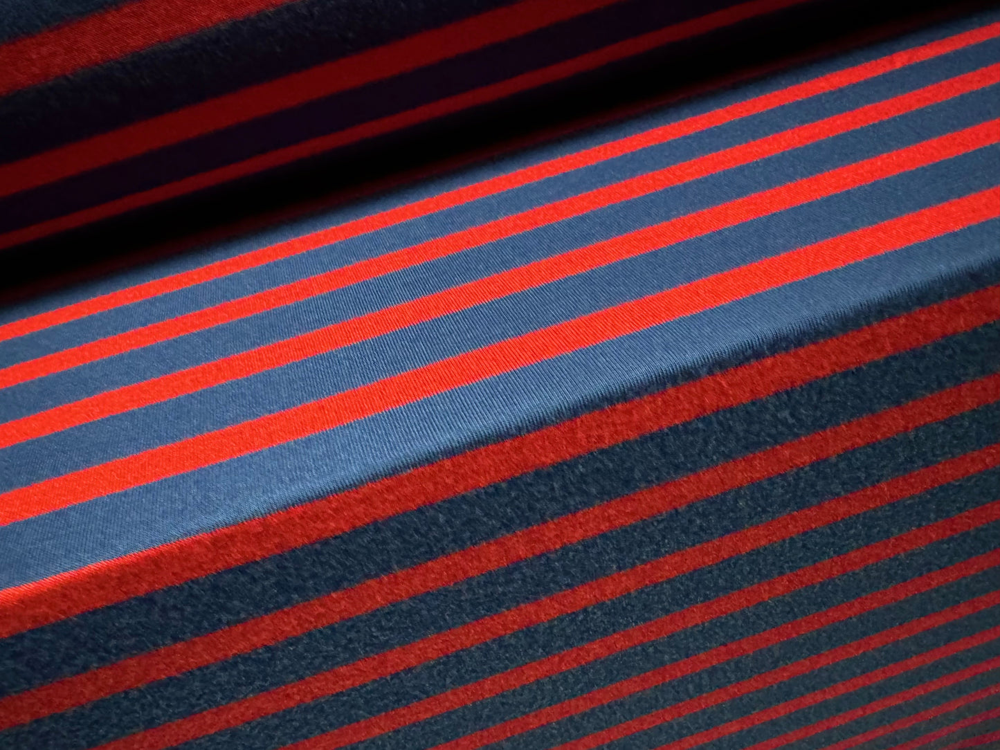 Viscose spandex stretch single jersey fabric, per metre - stripe - navy blue & red