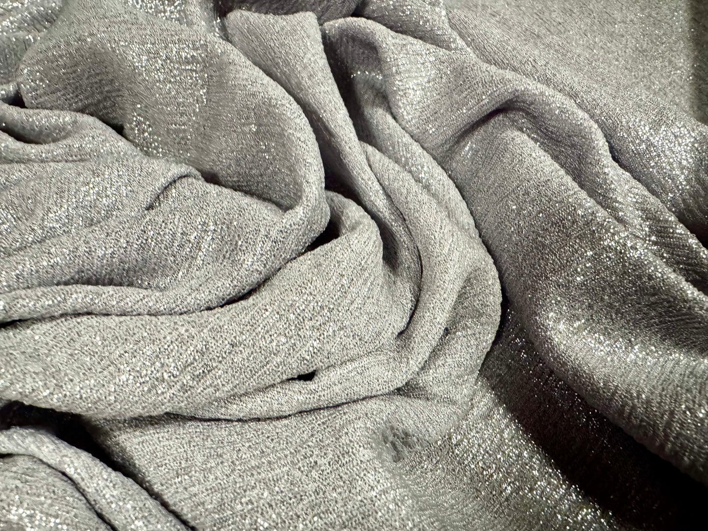 Metallic treebark jacquard stretch jersey fabric, per metre - silver grey