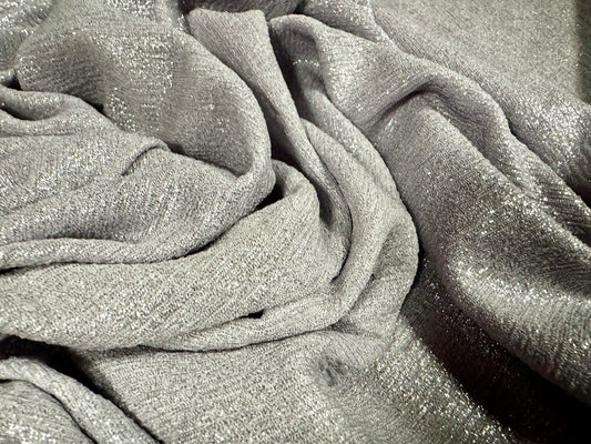 Metallic treebark jacquard stretch jersey fabric, per metre - silver grey