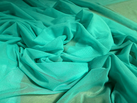 Power mesh net stretch spandex fabric, per metre - plain - turquoise
