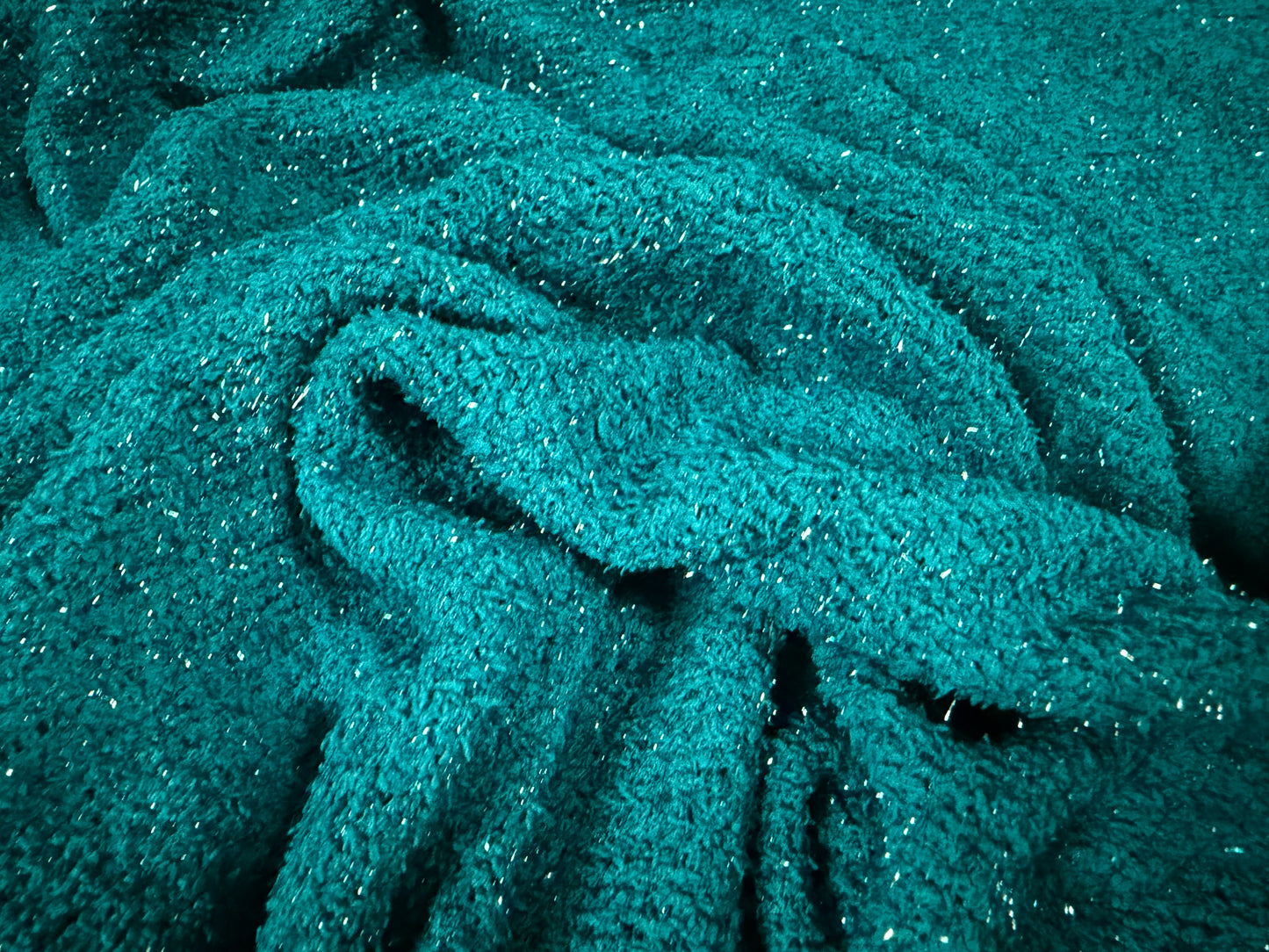 Metallic couture bouclé knitwear fabric, per metre - kingfisher