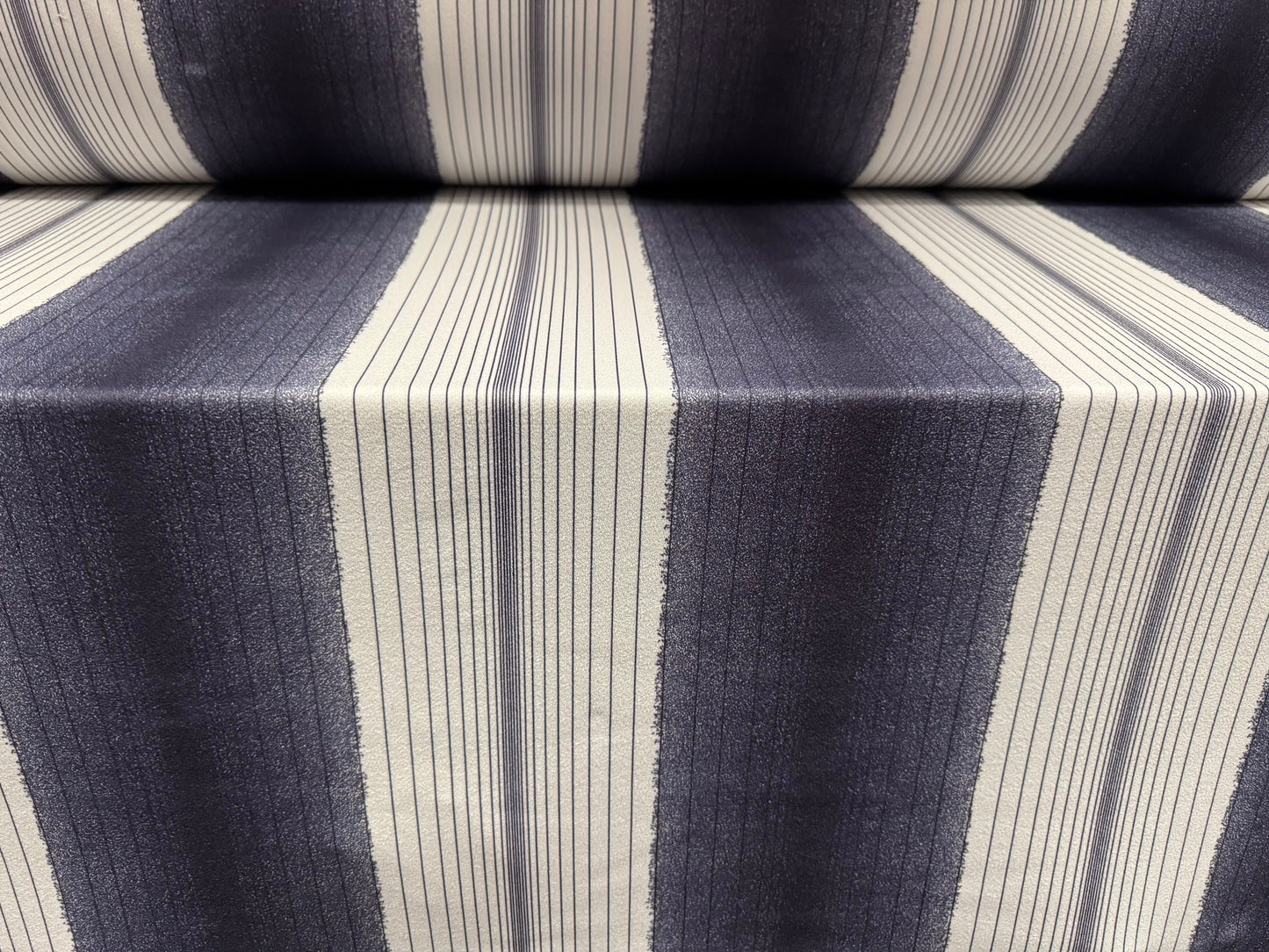 Scuba crepe stretch spandex double jersey fabric, per metre - variated pinstripe - denim