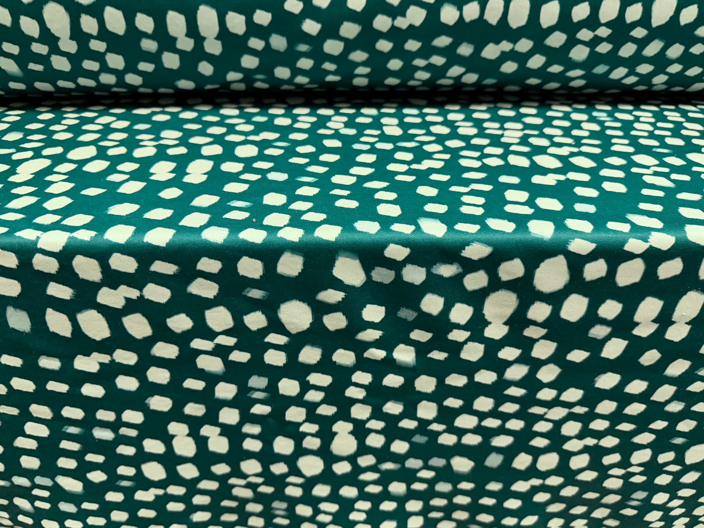 Toledo double jersey fabric, per metre - abstract print - pine forest green