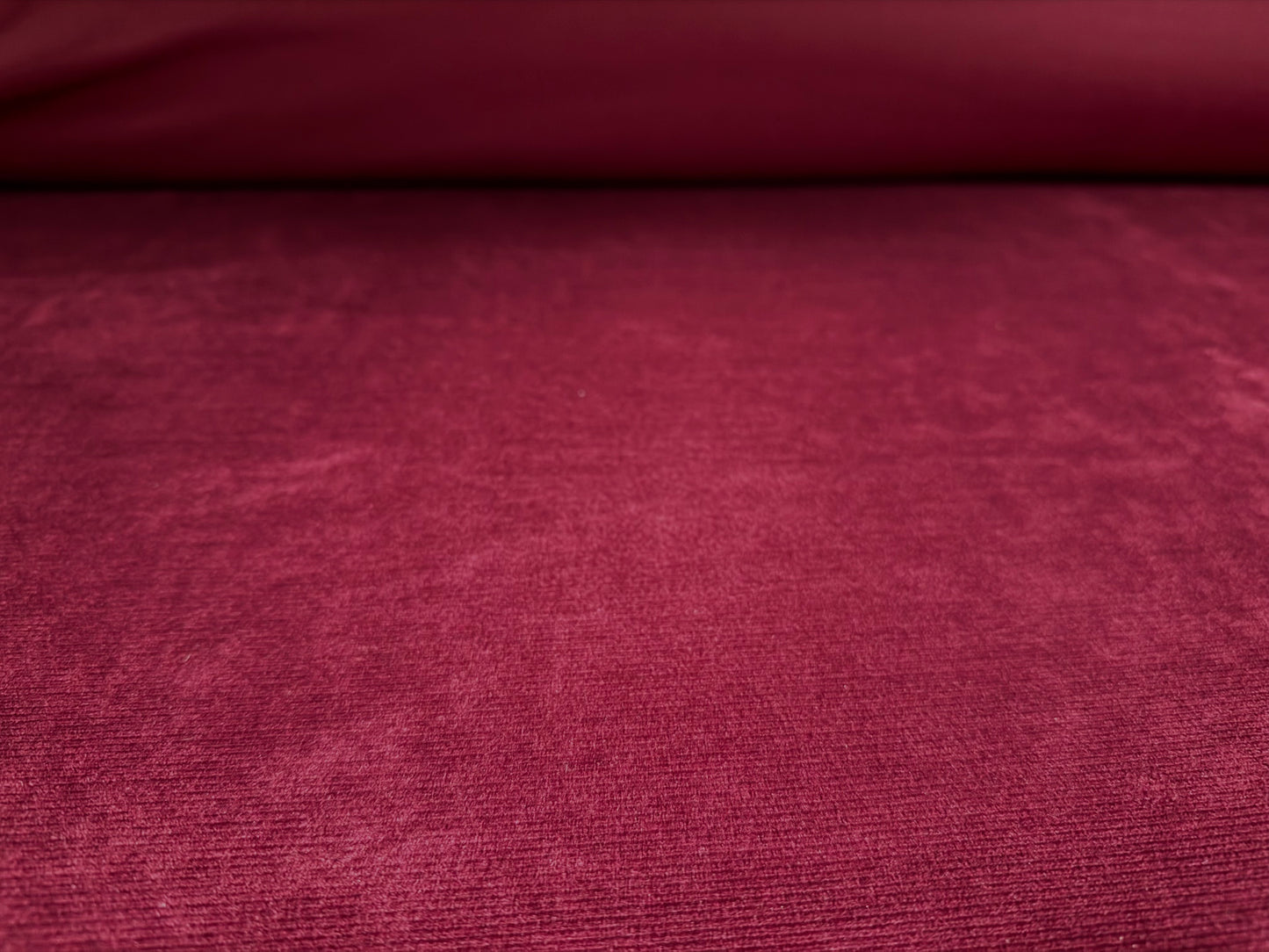 Finely ribbed stretch velour fabric, per metre - plain - burgundy