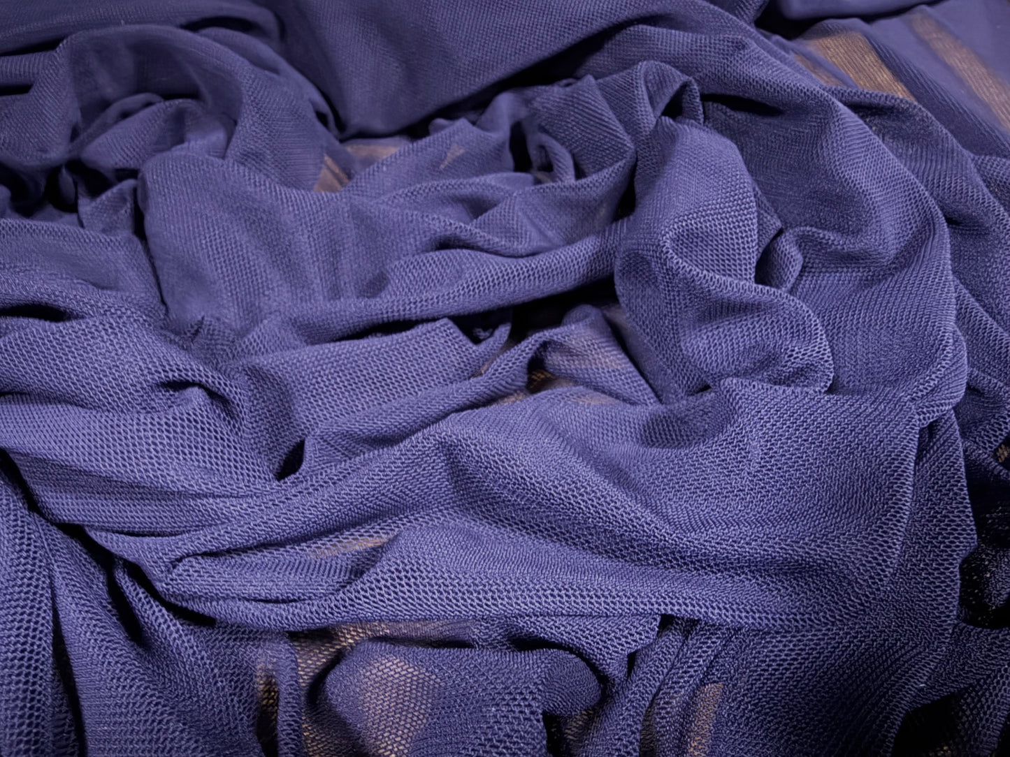 Power mesh net stretch spandex fabric, per metre - plain - blueberry jam