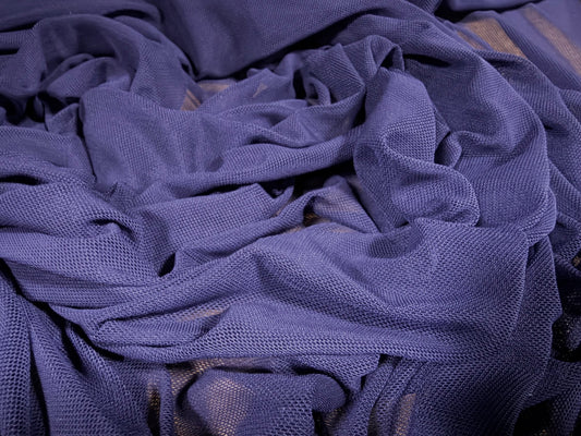 Power mesh net stretch spandex fabric, per metre - plain - blueberry jam
