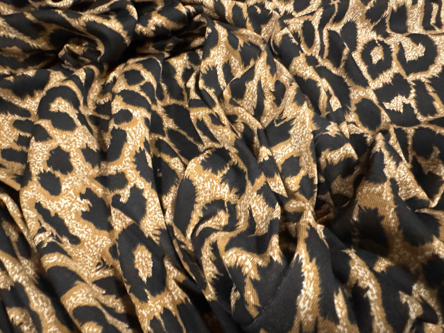 Viscose spandex stretch jersey fabric, per metre - cheetah animal print - beige