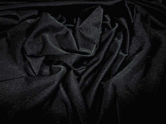 Disco shimmer stretch spandex jersey fabric, per metre - plain - black