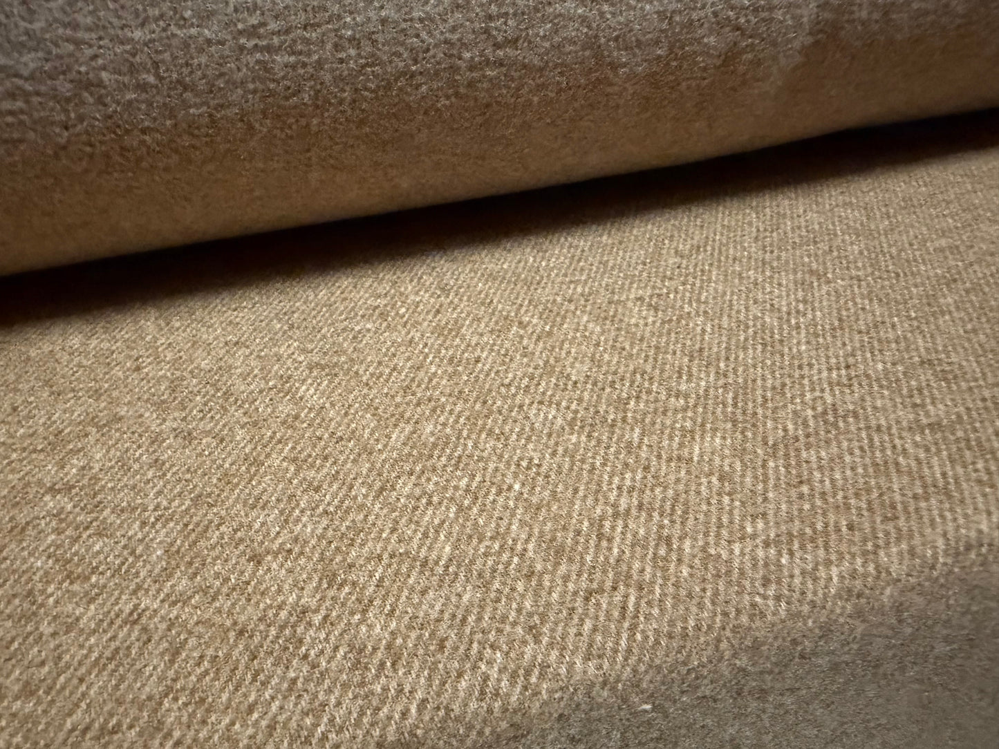 Heavyweight wool double face flannel fabric, per metre - plain - sandstone