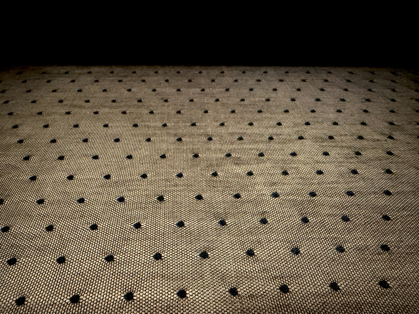 Stretch spandex mesh net fabric, per metre - spotted - black on black