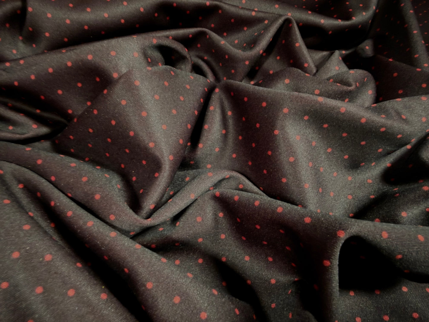 Scuba stretch spandex double jersey fabric, per metre - spot print - darkest purple & red